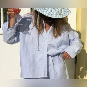 Djerf Avenue Breezy shirt blue stripe button down